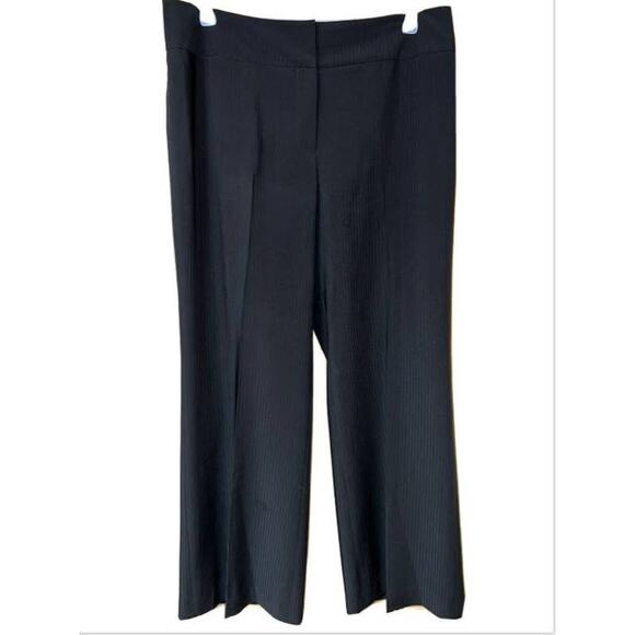 Kasper Pants Womens 16 Wide Subtle Stripe High Rise Trouser Flatter Minimalist - Picture 1 of 9